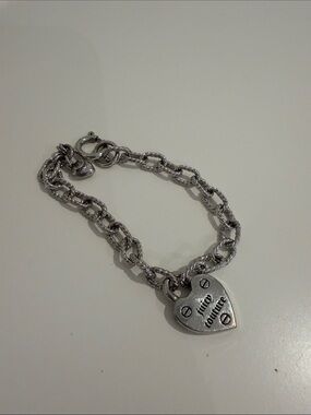 Juicy Couture Silver-Tone Heart Padlock Charm Bracelet